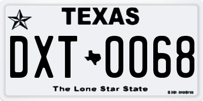 TX license plate DXT0068