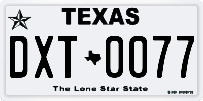 TX license plate DXT0077