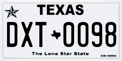 TX license plate DXT0098
