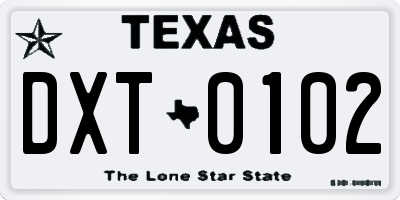 TX license plate DXT0102