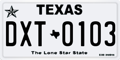 TX license plate DXT0103