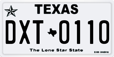TX license plate DXT0110