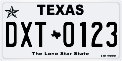 TX license plate DXT0123
