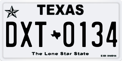 TX license plate DXT0134