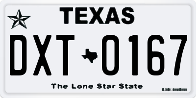 TX license plate DXT0167