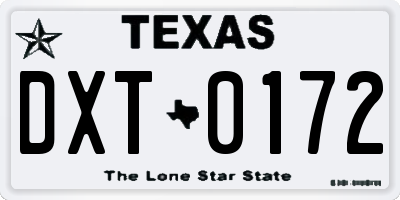 TX license plate DXT0172