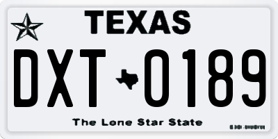 TX license plate DXT0189