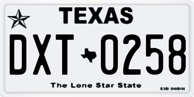 TX license plate DXT0258
