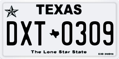 TX license plate DXT0309