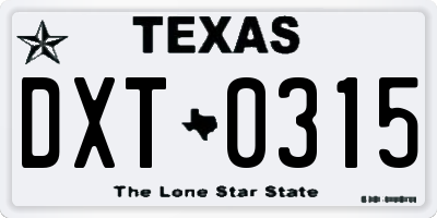 TX license plate DXT0315