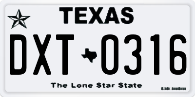 TX license plate DXT0316