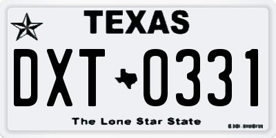 TX license plate DXT0331