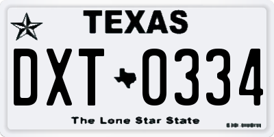 TX license plate DXT0334