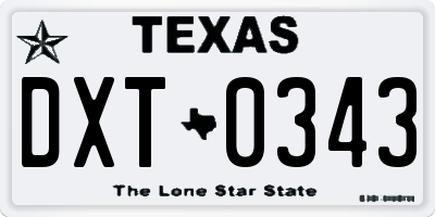 TX license plate DXT0343