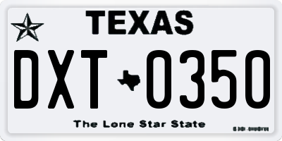 TX license plate DXT0350