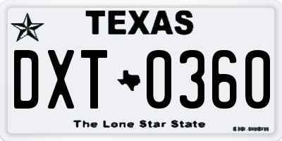 TX license plate DXT0360