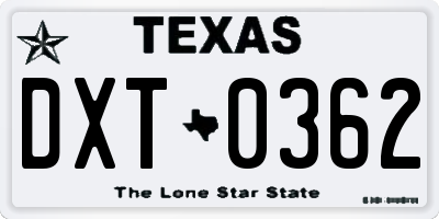 TX license plate DXT0362