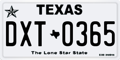 TX license plate DXT0365