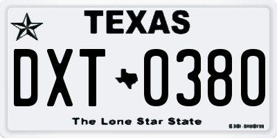 TX license plate DXT0380