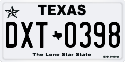 TX license plate DXT0398