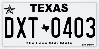 TX license plate DXT0403