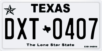 TX license plate DXT0407