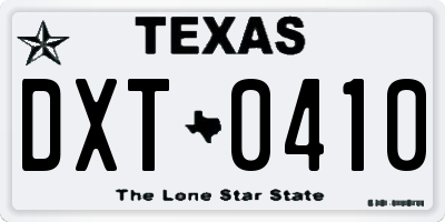 TX license plate DXT0410