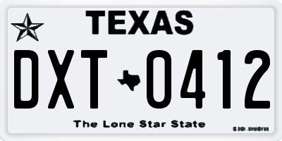 TX license plate DXT0412