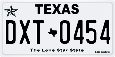 TX license plate DXT0454