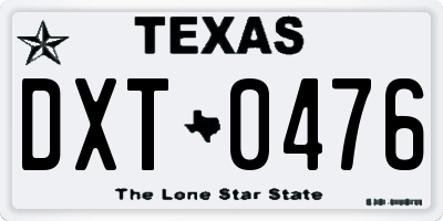 TX license plate DXT0476