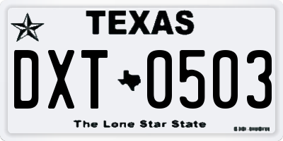 TX license plate DXT0503