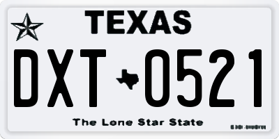 TX license plate DXT0521