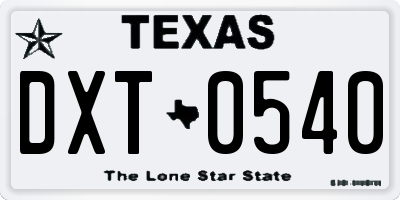TX license plate DXT0540