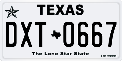TX license plate DXT0667