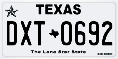 TX license plate DXT0692
