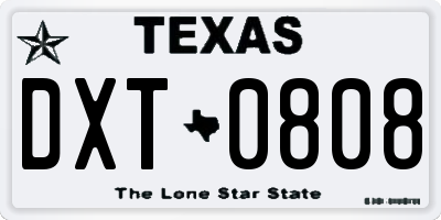 TX license plate DXT0808