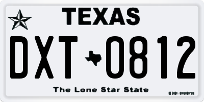 TX license plate DXT0812