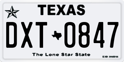TX license plate DXT0847