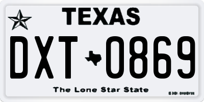 TX license plate DXT0869