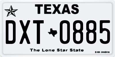 TX license plate DXT0885