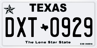 TX license plate DXT0929