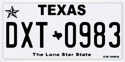 TX license plate DXT0983