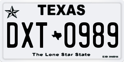 TX license plate DXT0989