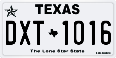 TX license plate DXT1016