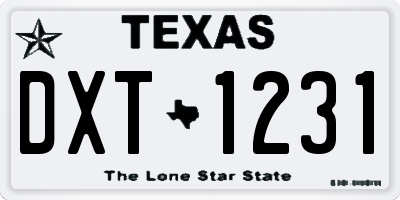 TX license plate DXT1231