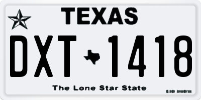 TX license plate DXT1418