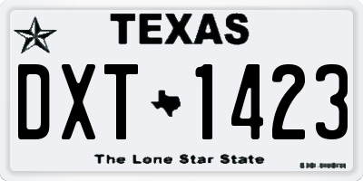 TX license plate DXT1423