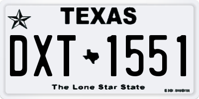 TX license plate DXT1551
