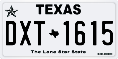 TX license plate DXT1615