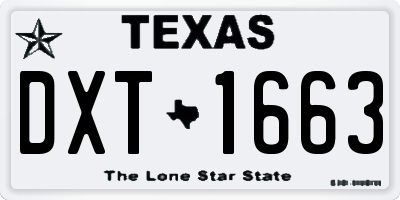 TX license plate DXT1663
